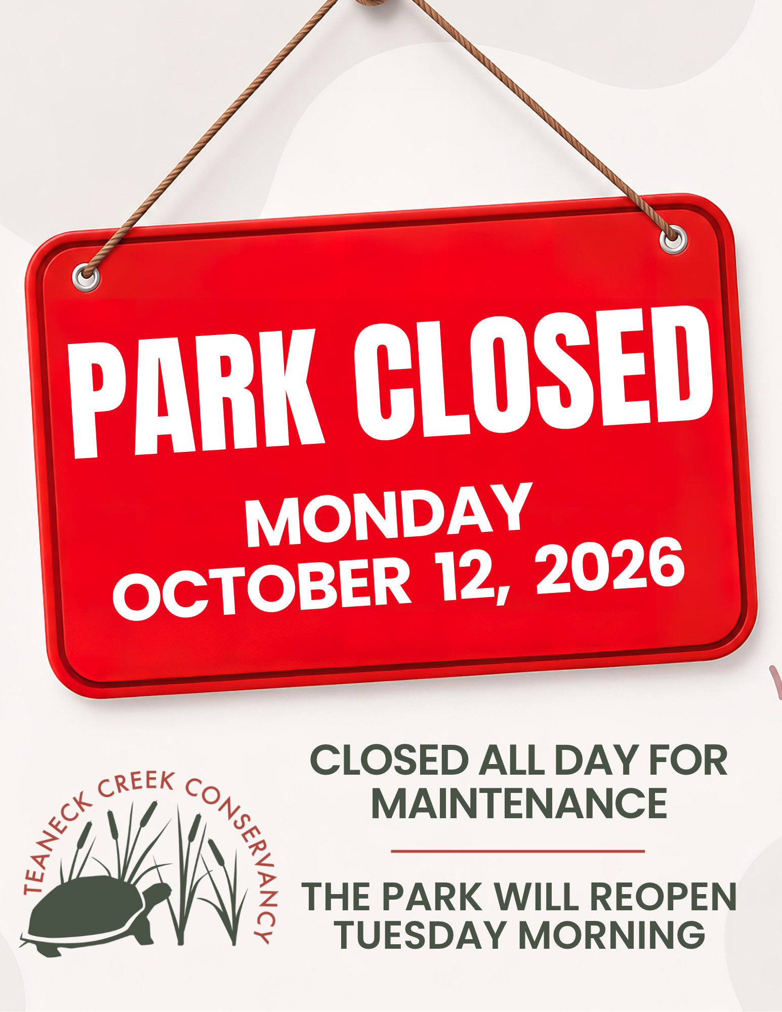 Park Closed for Maintenance 