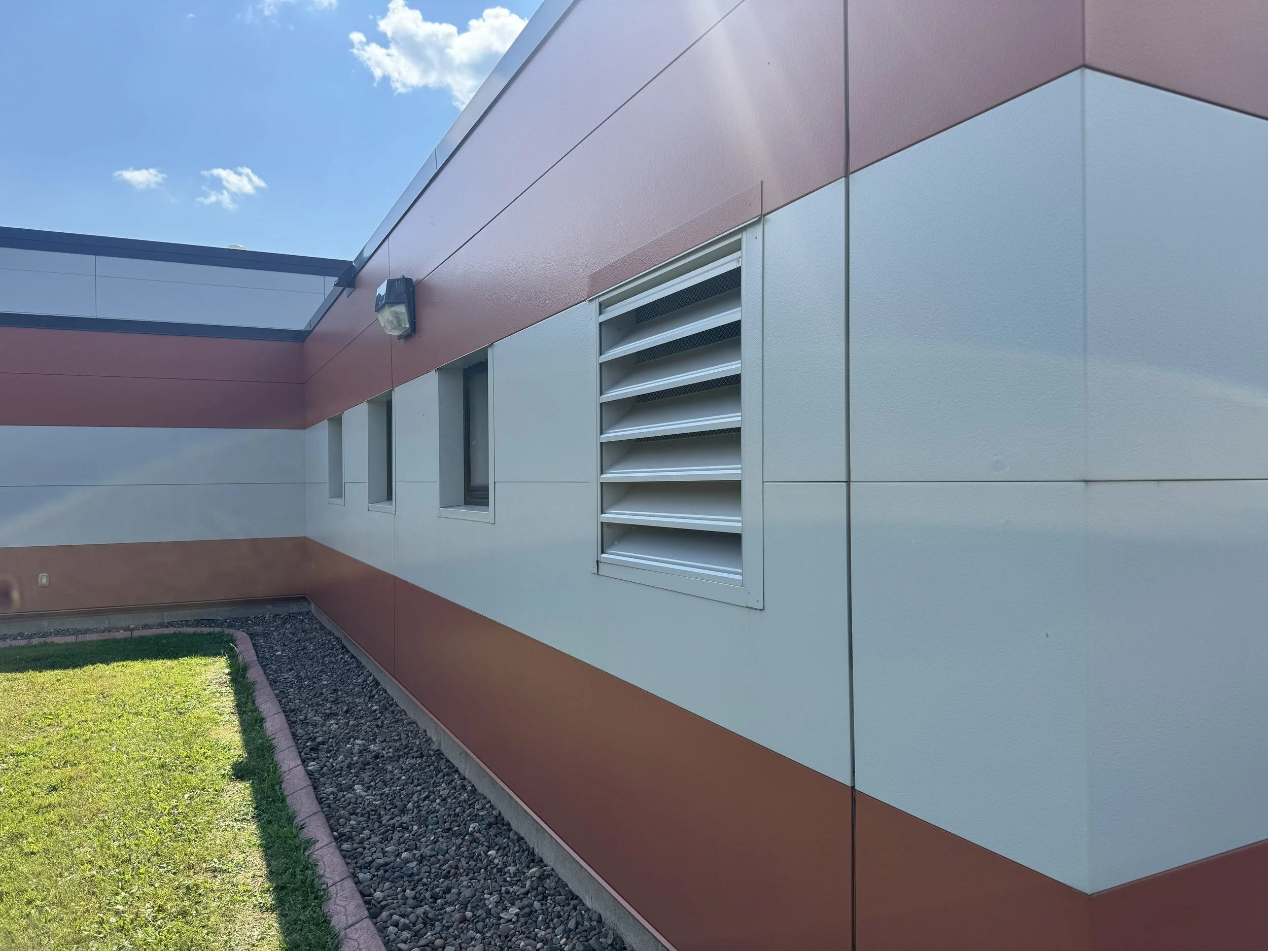 Insulated Metal Wall Panels installed at the Wisconsin National Guard Readiness Center in Superior, WI.