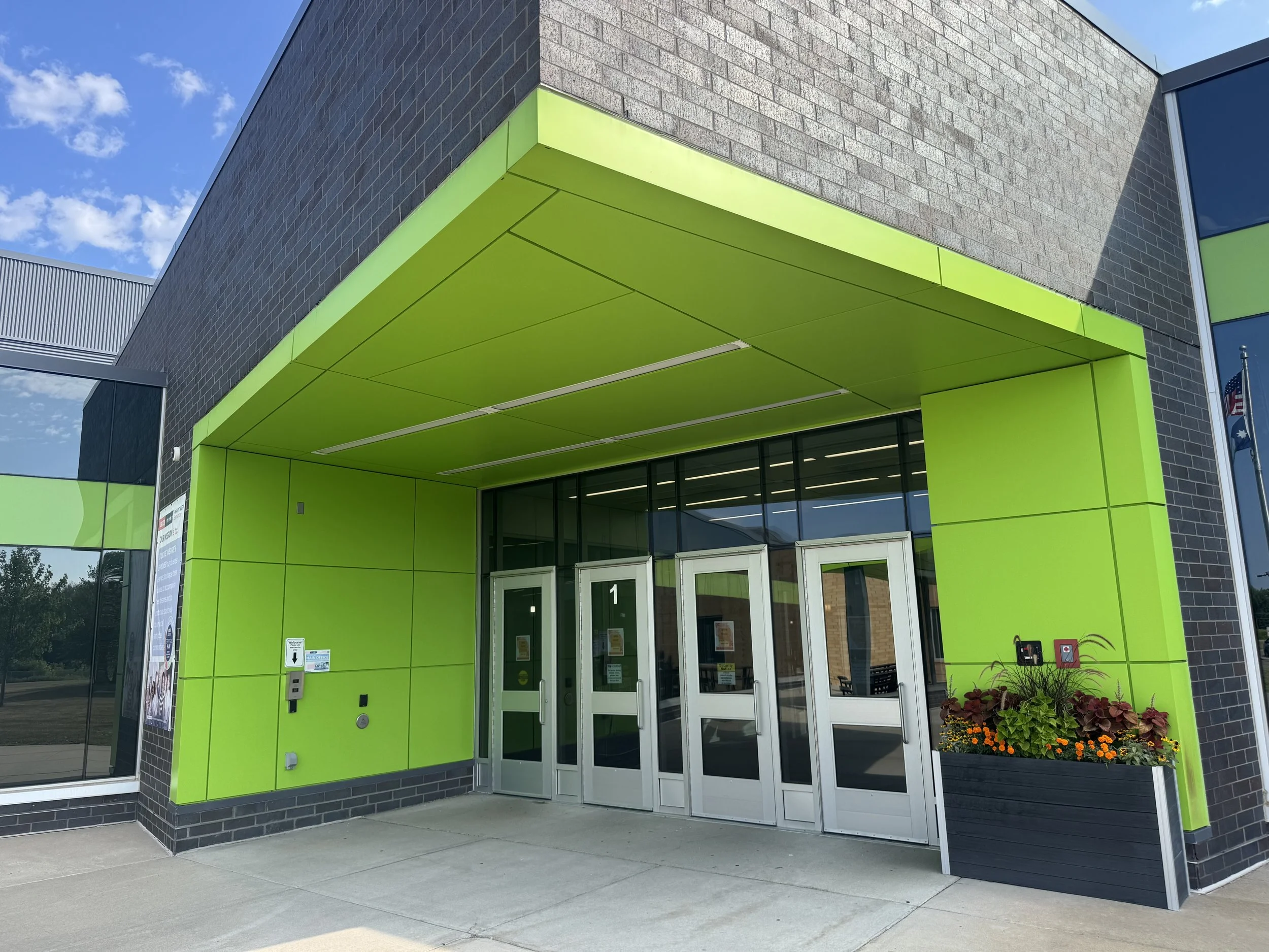 Aluminum composite panels installed at Prairie View Elementary School in Otsego, MN.