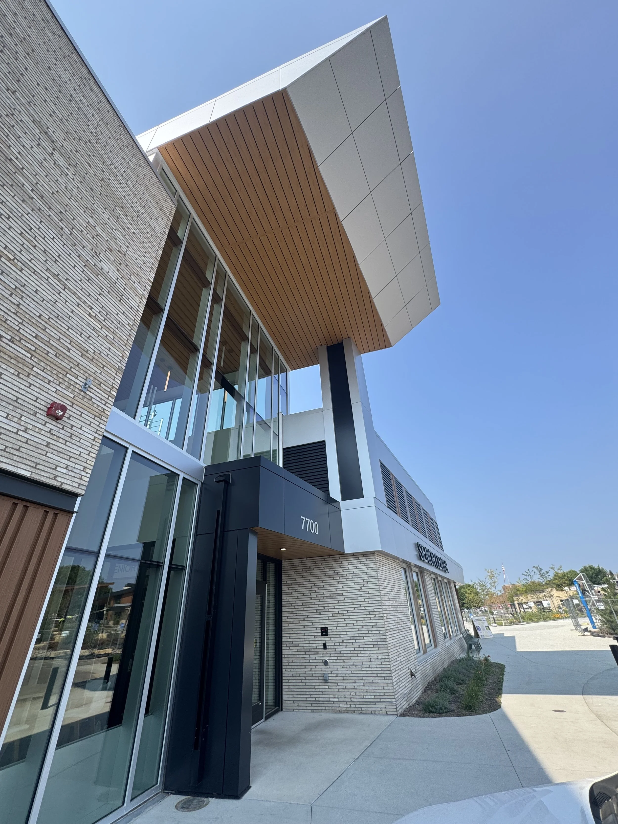 Aluminum composite and architectural single skin panels installed at the Chanhassen Civic Campus in Chanhassen, MN.