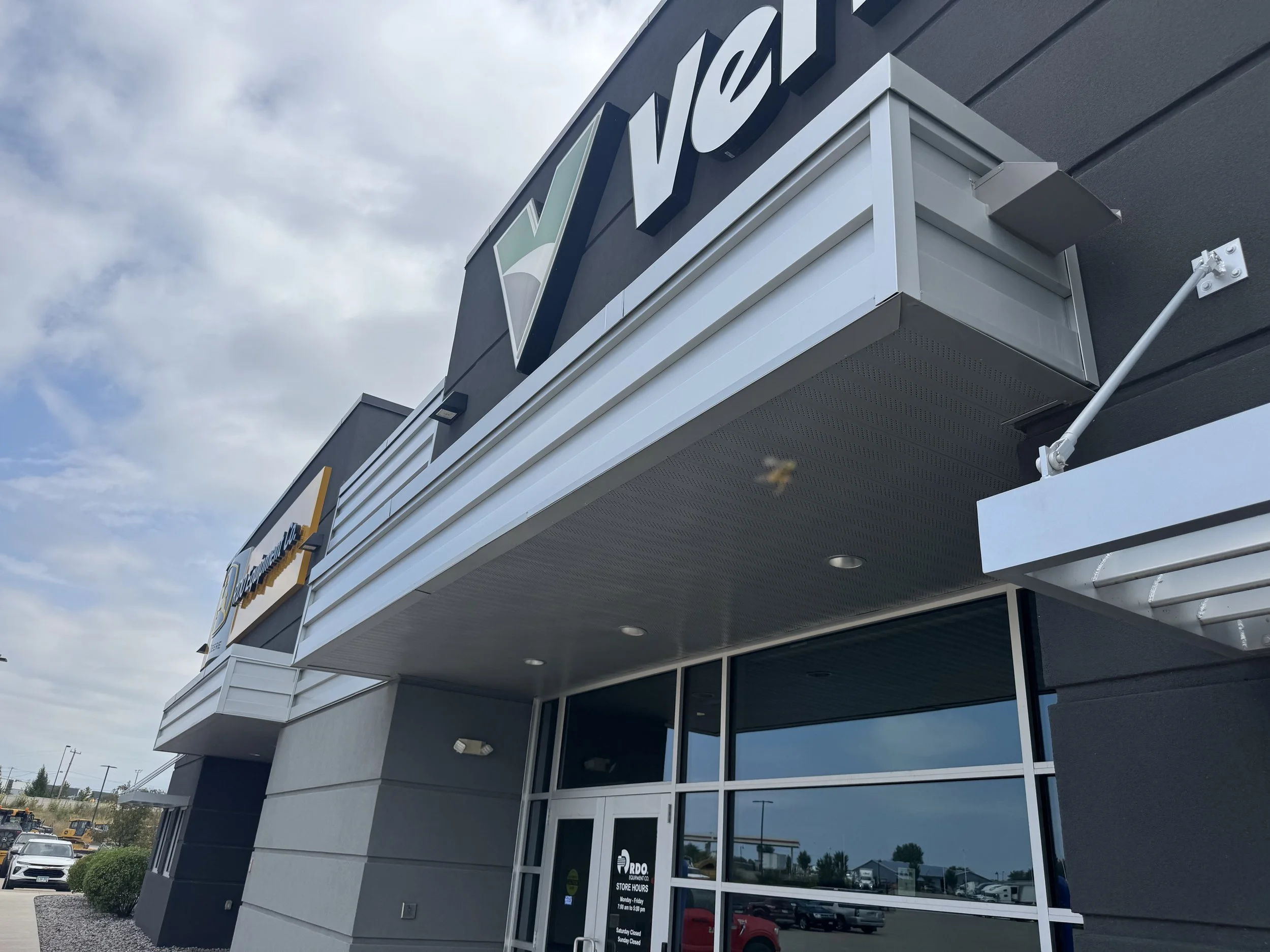 Architectural single skin panels installed at RDO Equipment Co in Dayton, MN.