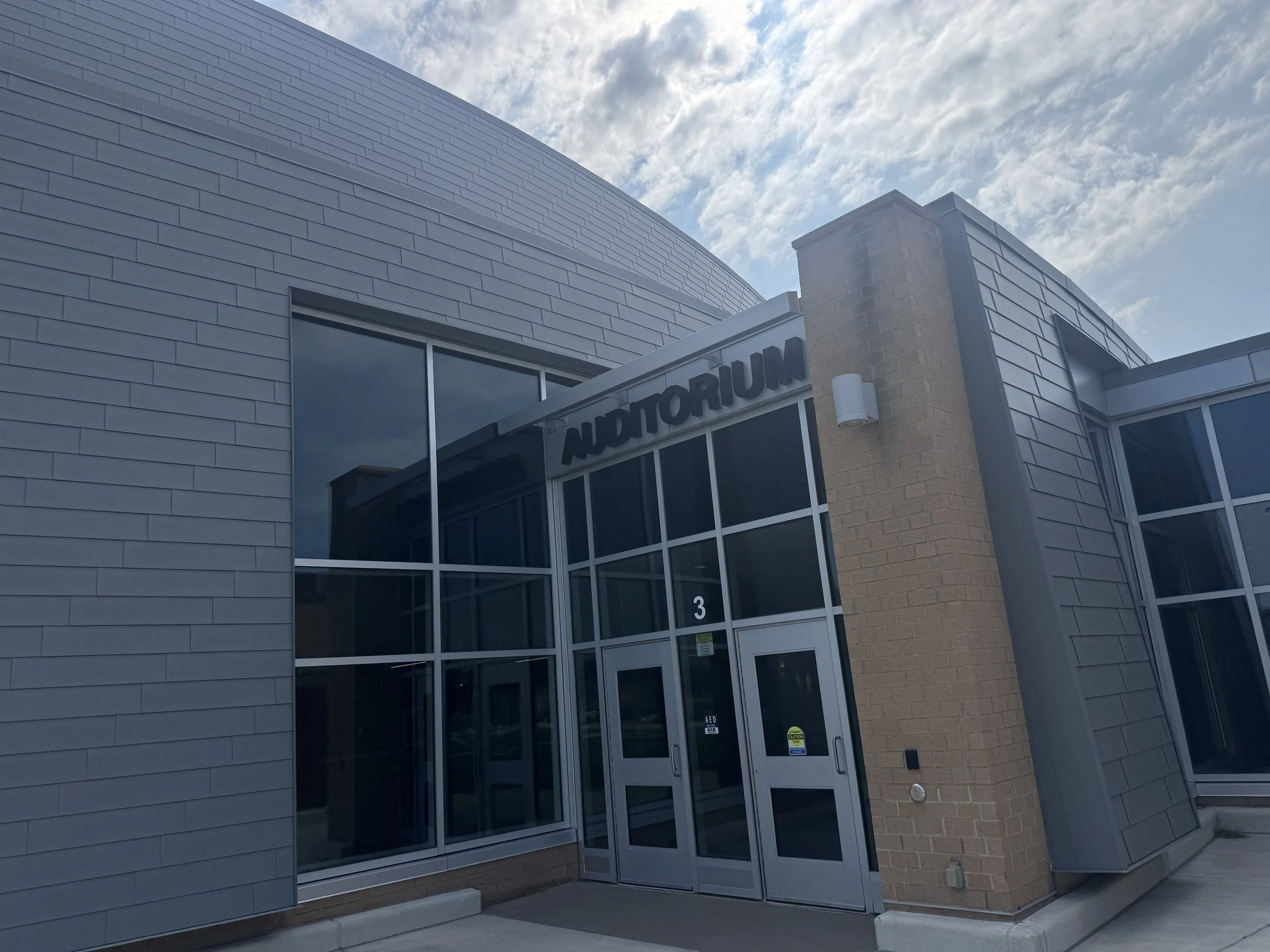 Flat lock panels installed at the auditorium addition at Zimmerman Middle & High School in Zimmerman, MN.