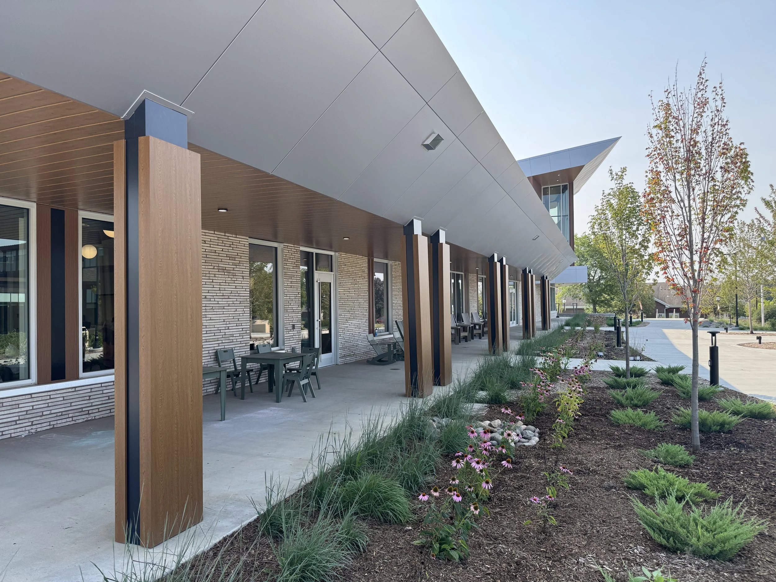 Aluminum composite and architectural single skin panels installed at the Chanhassen Civic Campus in Chanhassen, MN.