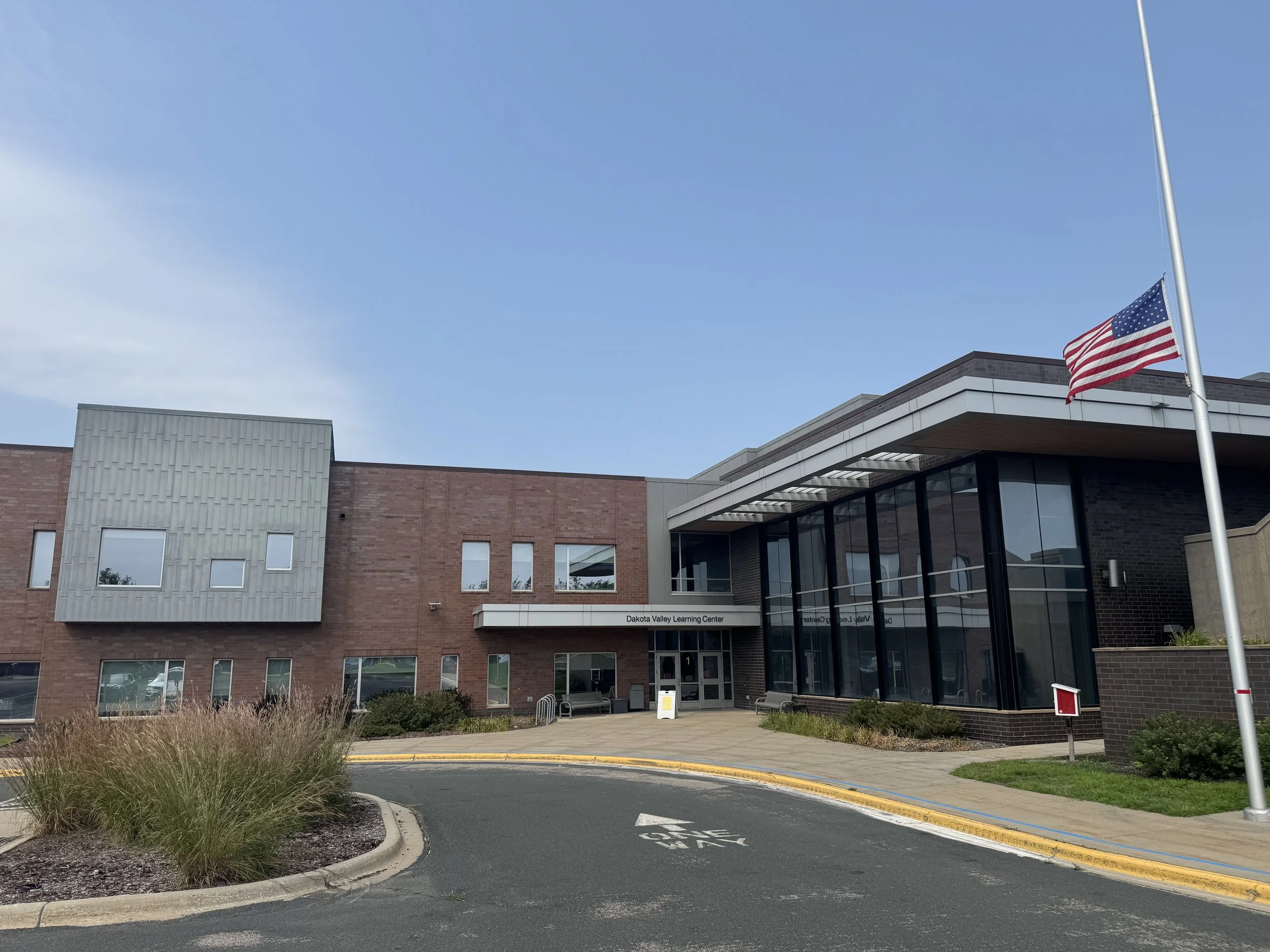 Zinc flat lock and aluminum composite panels installed at Dakota Valley Learning Center in Rosemount, MN.