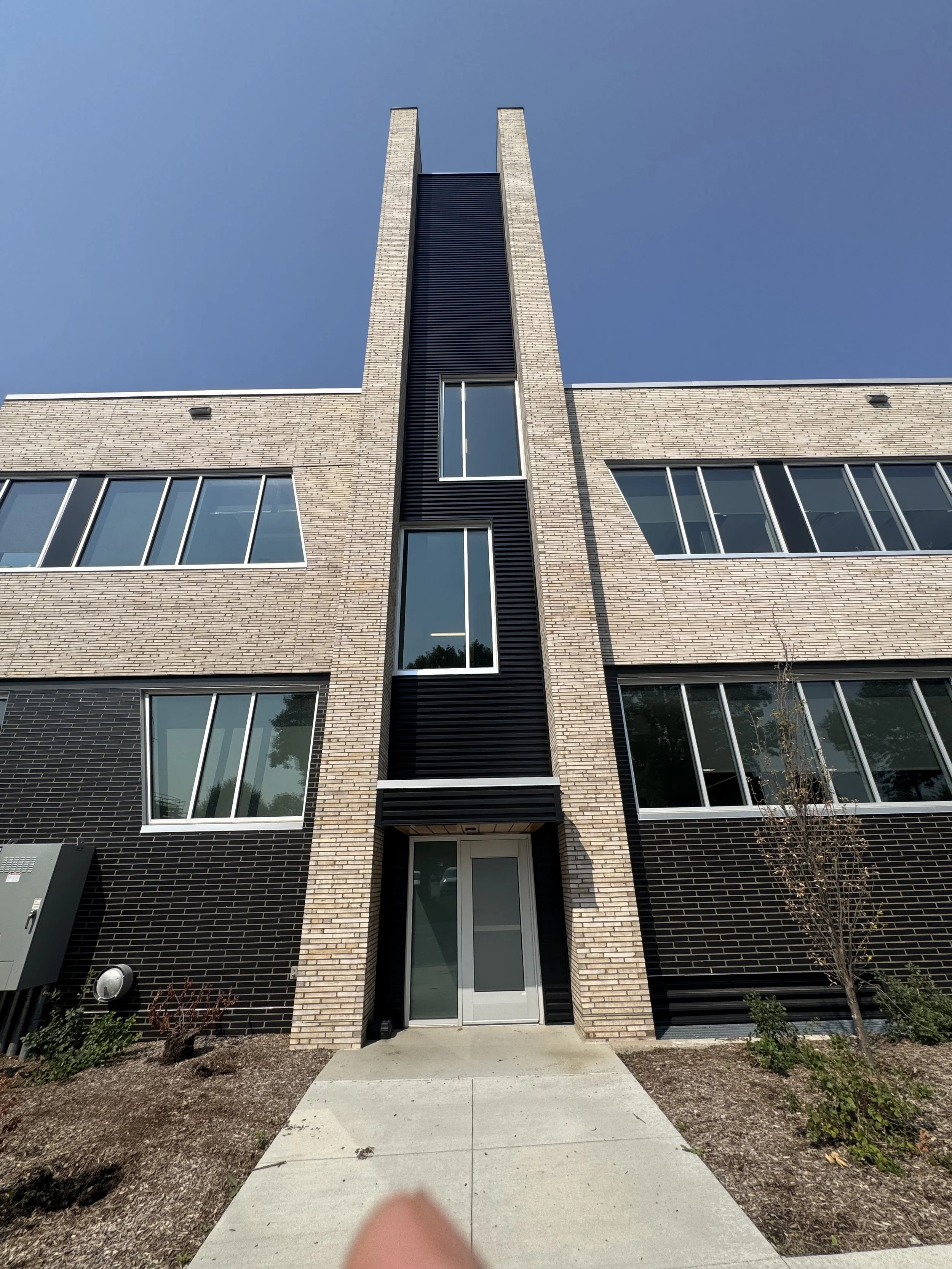 Aluminum composite and architectural single skin panels installed at the Chanhassen Civic Campus in Chanhassen, MN.