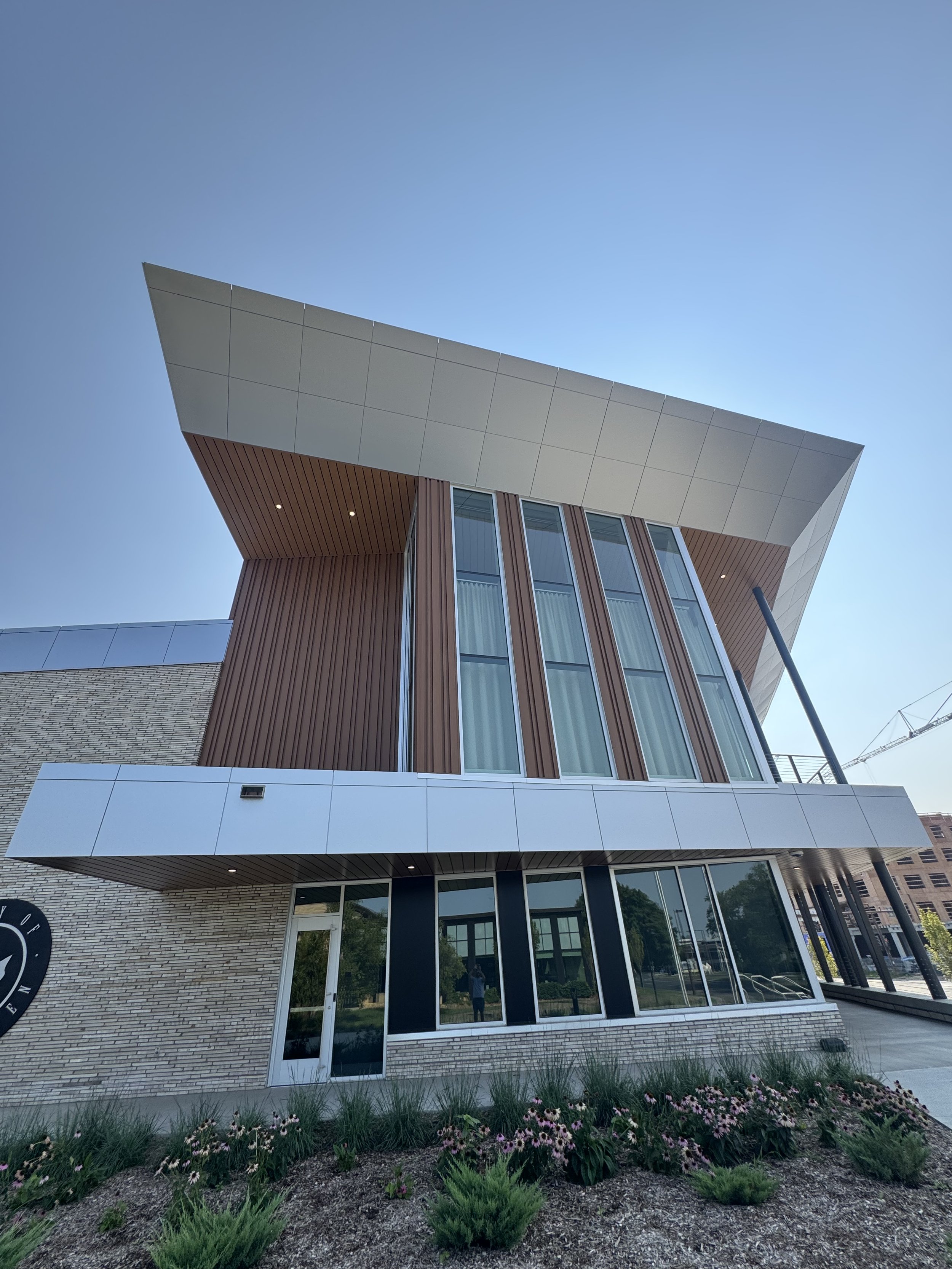 Aluminum composite and architectural single skin panels installed at the Chanhassen Civic Campus in Chanhassen, MN.