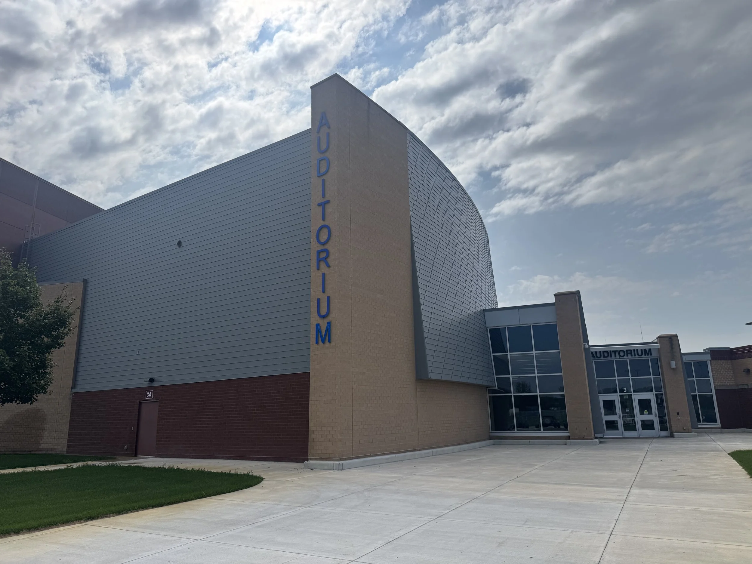 Flat lock panels installed at the auditorium addition at Zimmerman Middle & High School in Zimmerman, MN.
