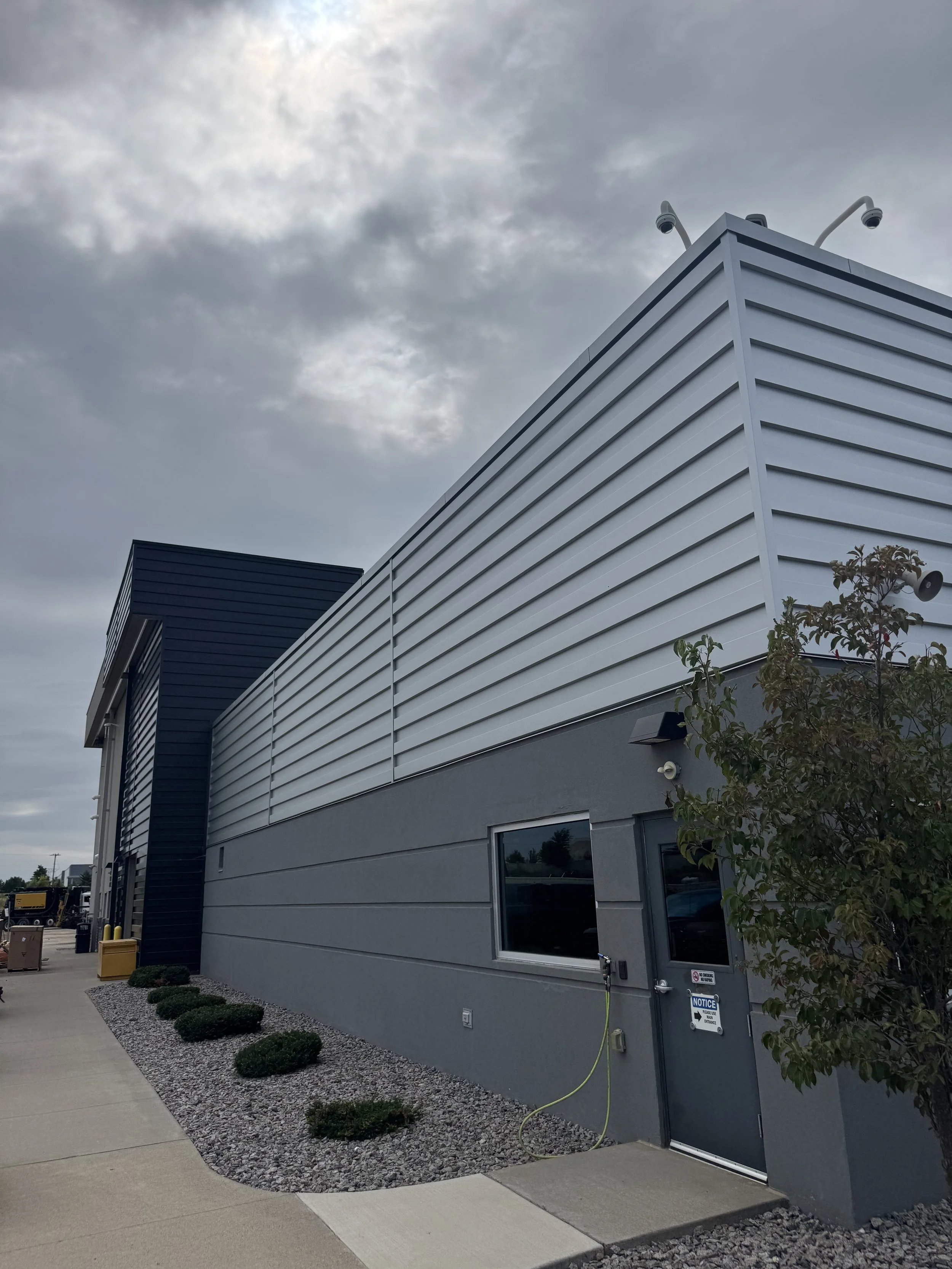 Architectural single skin panels installed at RDO Equipment Co in Dayton, MN.
