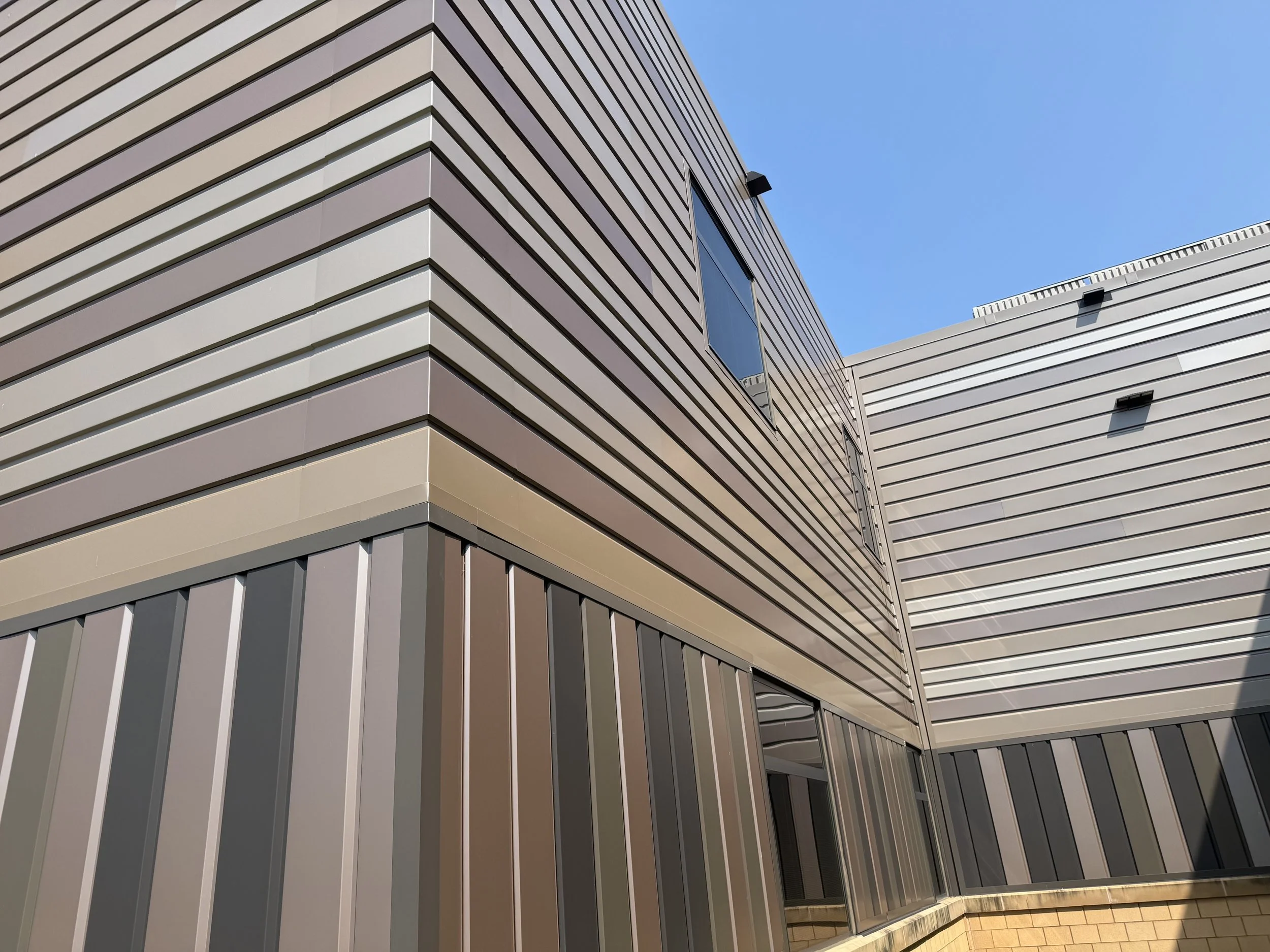 Architectural single skin panels installed at Lakeland Elementary School in Willmar, MN. 