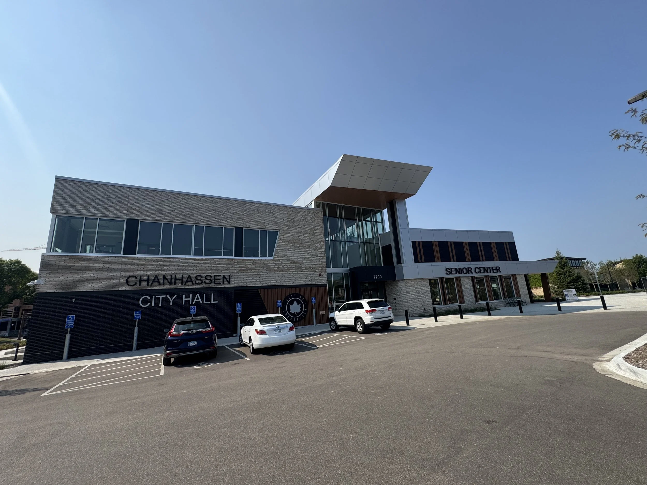 Aluminum composite and architectural single skin panels installed at the Chanhassen Civic Campus in Chanhassen, MN.