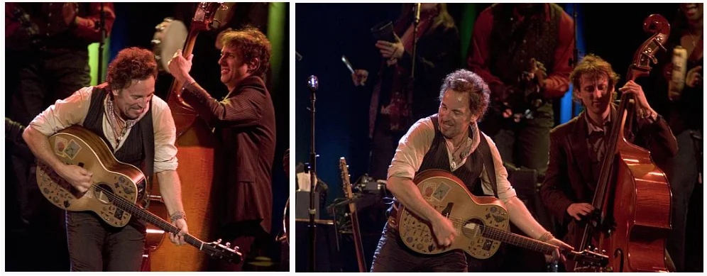 Bruce and Jeremy onstage with the Seeger Sessions Band.