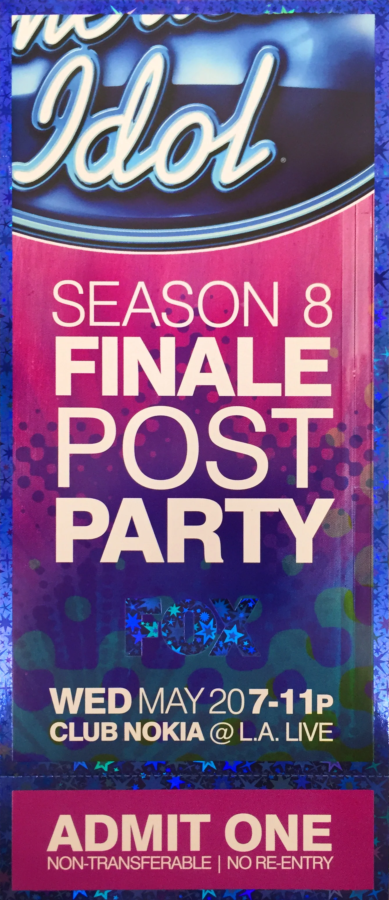 American Idol Season Finale Post Party Ticket