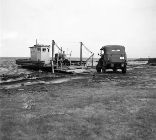 Cars Boarding Ferry Boat, Ocracoke 1955.