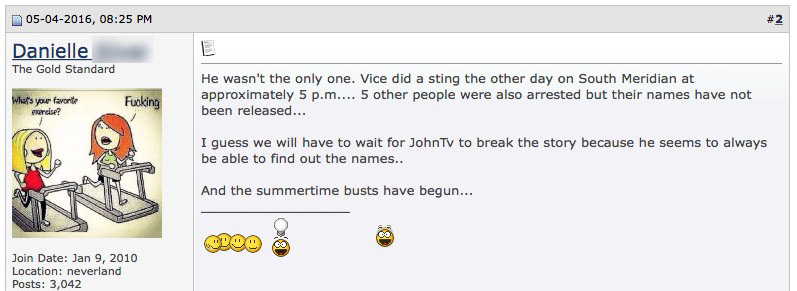 OKC escort's warning posted to a prostitution promoting Internet forum.