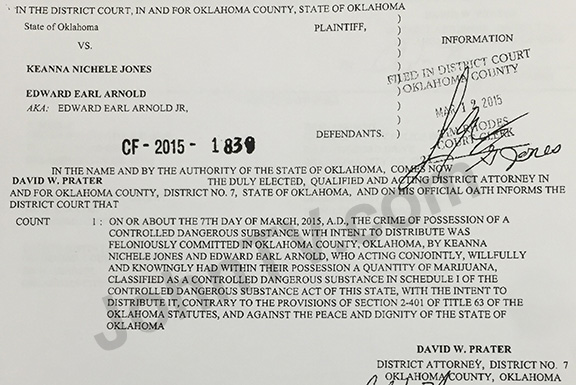 Formal charges as filed against Keanna Jones and Edward Arnold.