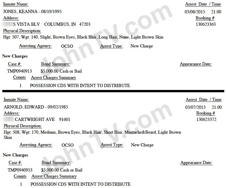 Keanna Jones and Edward Arnold Jail Booking Information.