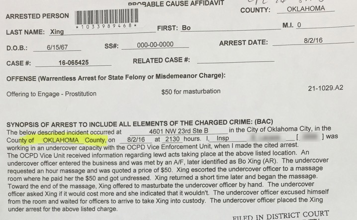 Official probable cause affidavit (redacted by JohnTV).