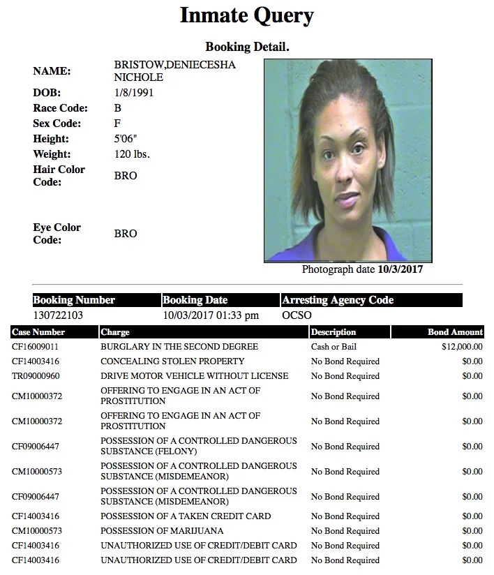 Bristow Deniecesha Nichole Mugshot Prostitute 2017-10-03.jpg