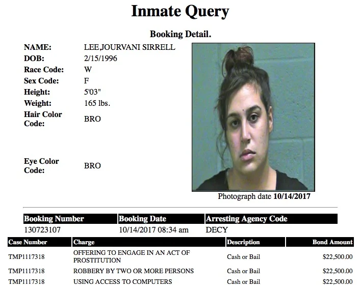 Lee Jourvani Sirrell Mugshot Prostitute 2017-10-14.jpg