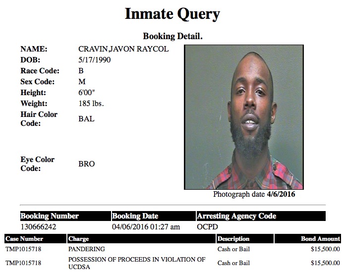 Cravin Javon Raycol Mugshot Pimp 2016-04-06.jpg