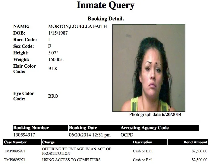 Louella Faith Morton 27 Mugshot Prostitute 2014-06-20.jpg