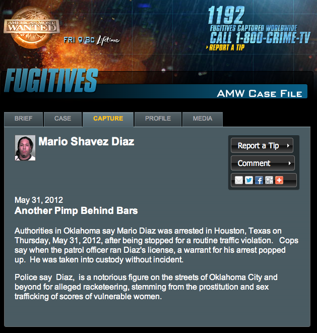 Mario Diaz was recently featured on America’s Most Wanted.