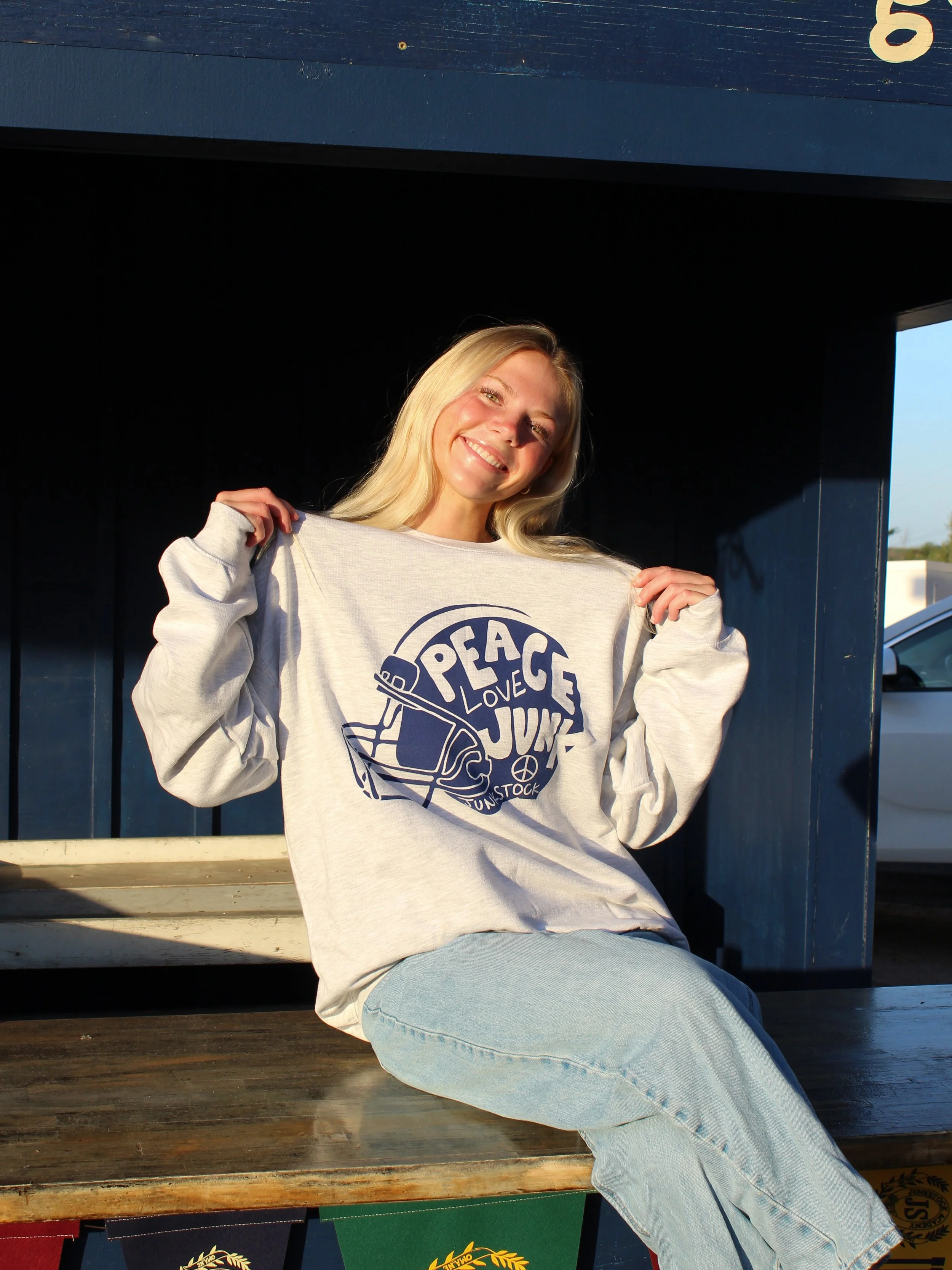 Football Helmet Crew Grey & Navy