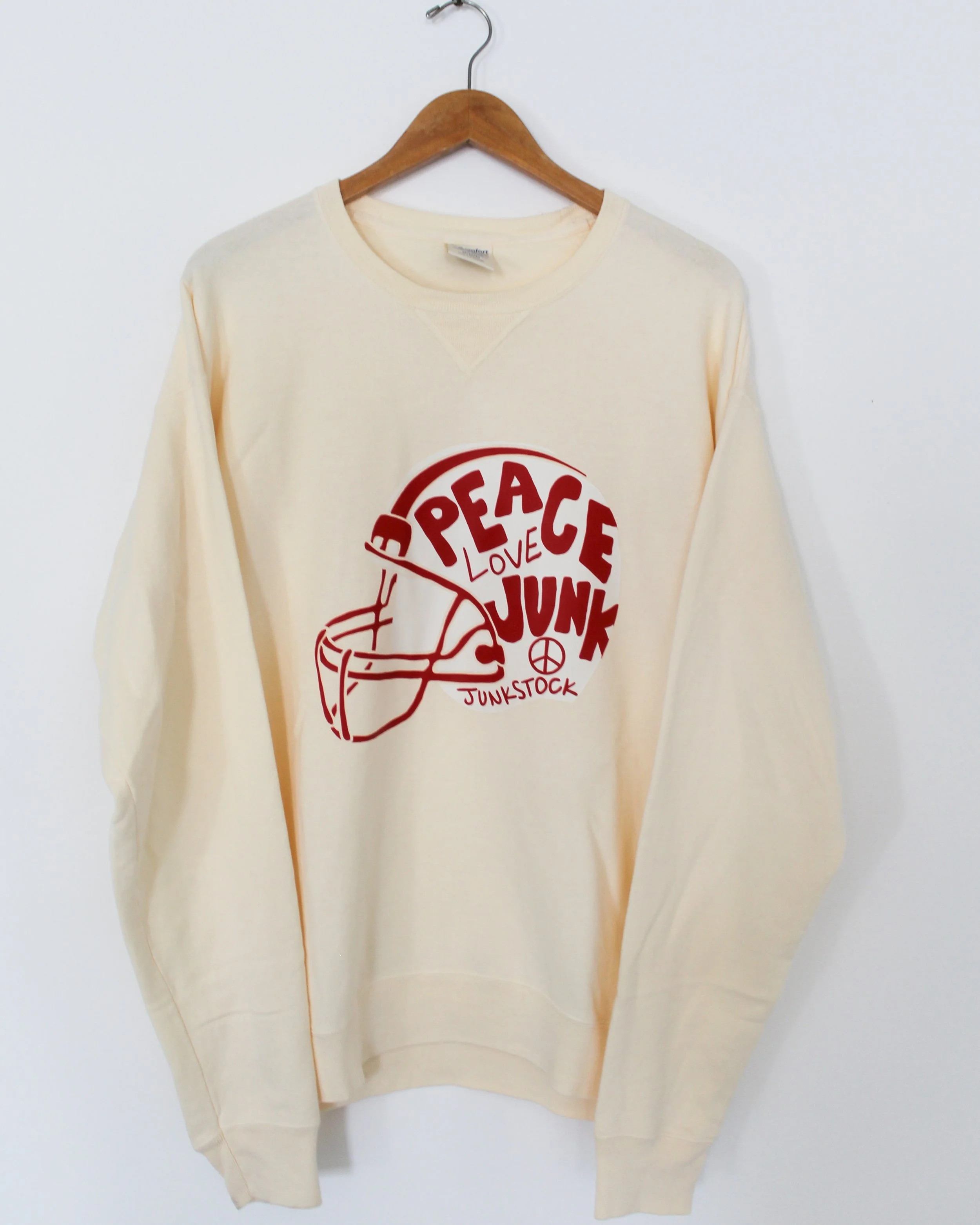 Football Helmet Crew Cream and Red