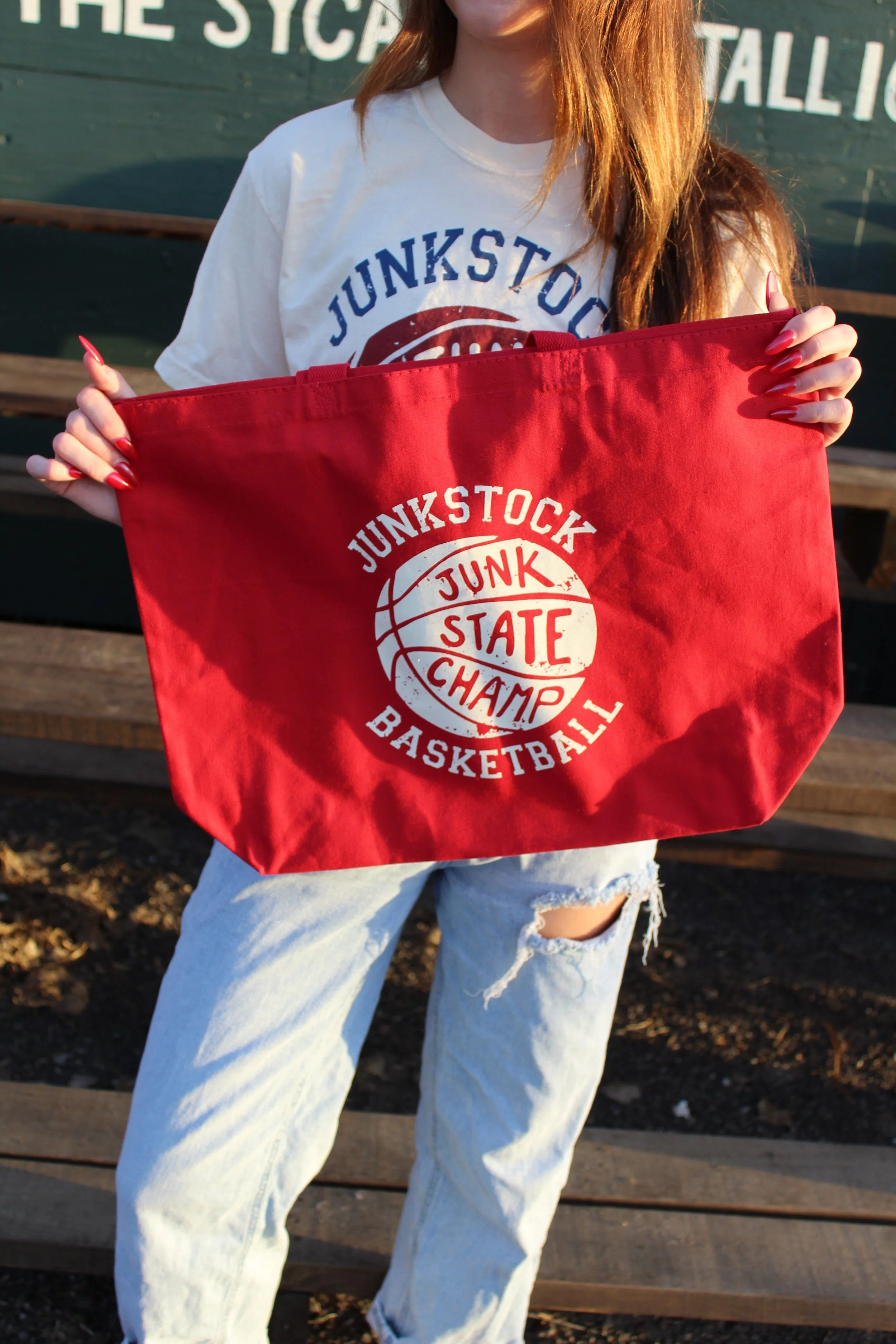 Red Basketball Tote Bag