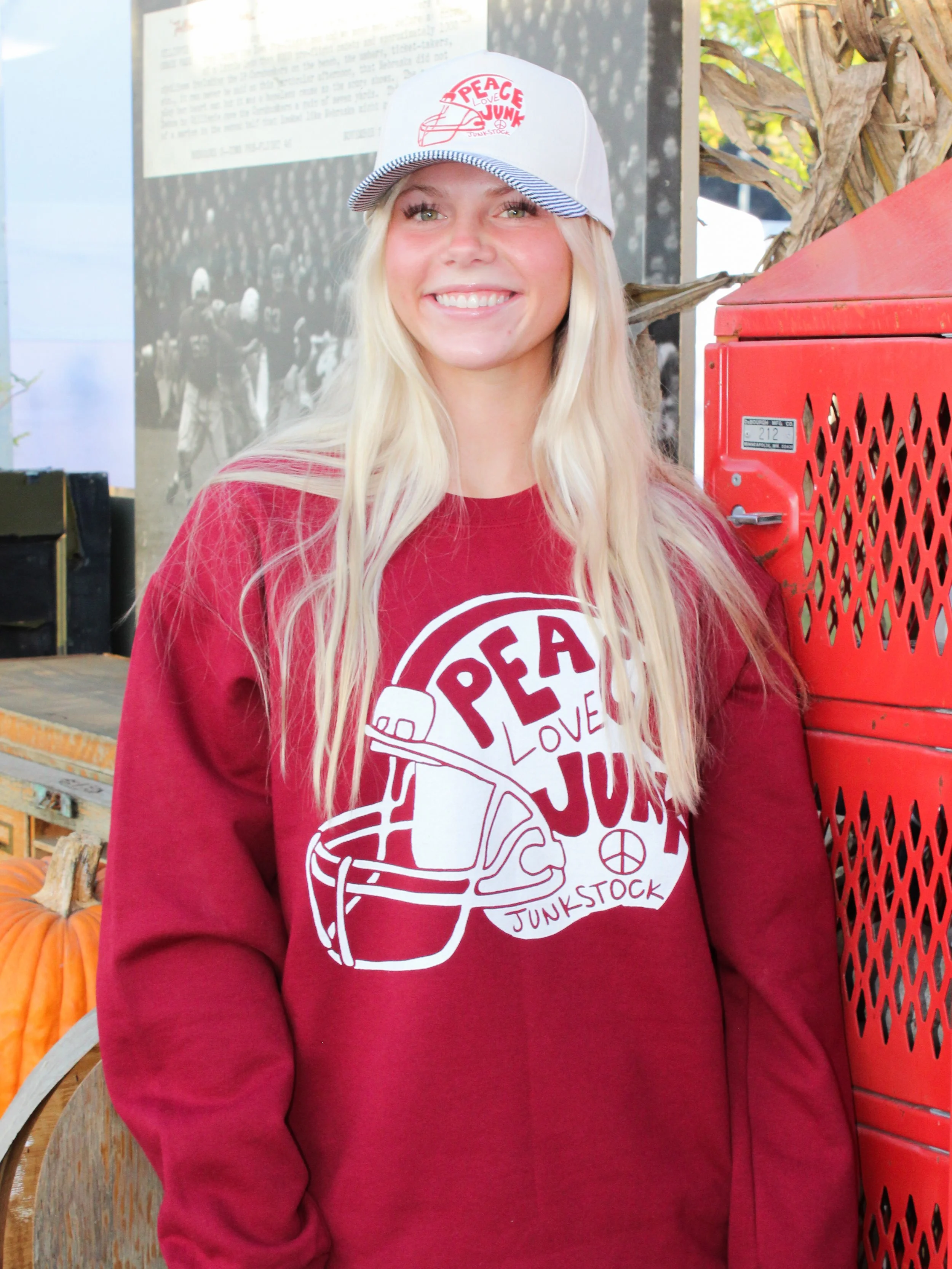 Football Helmet Crew Maroon & Cream
