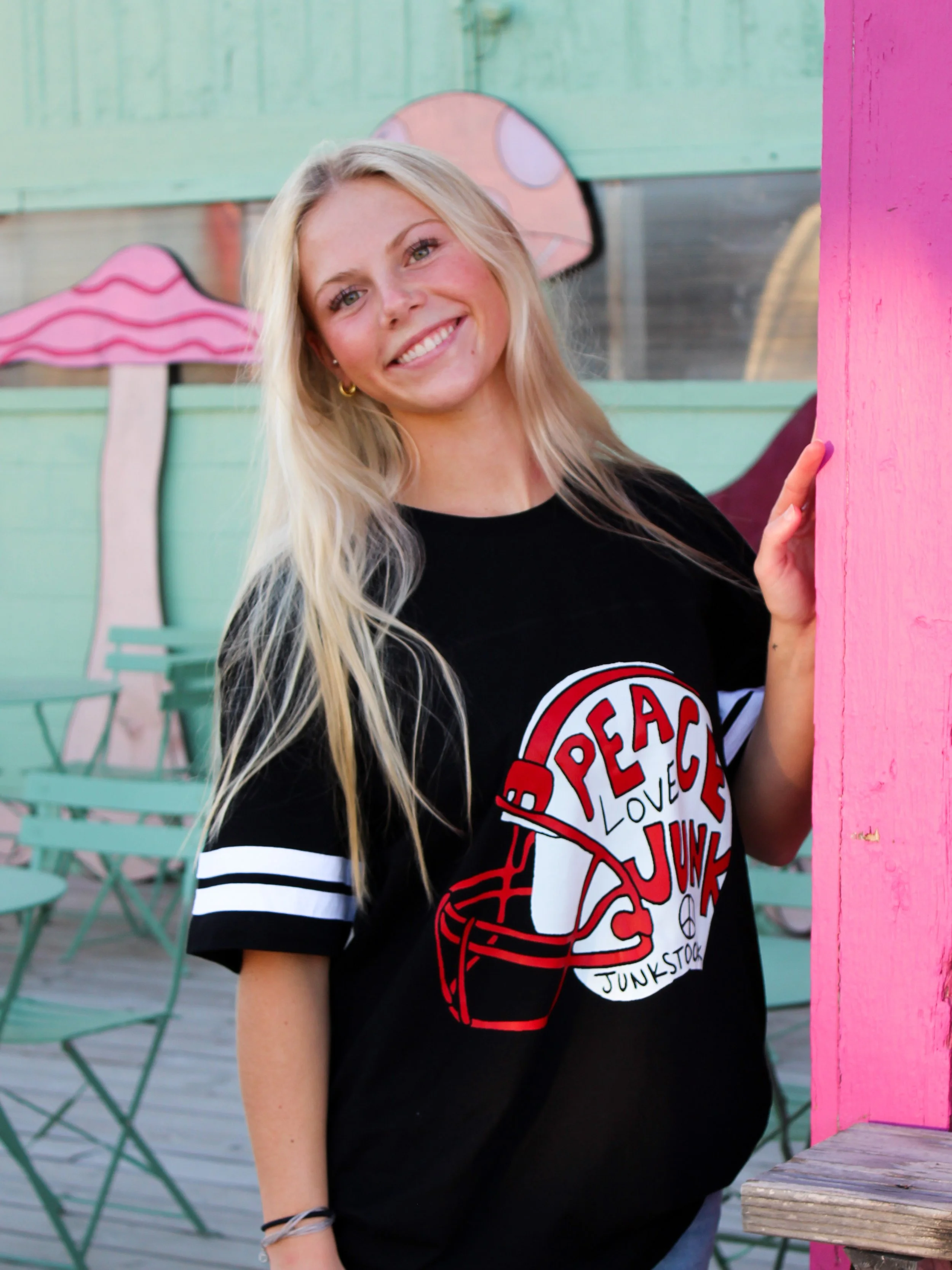 Football Helmet Tee with White Stripes
