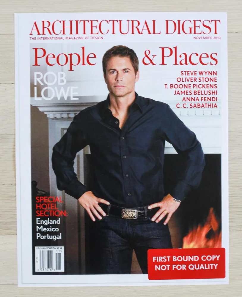 A rchitectural Digest , November 2010. Editor-in-Chief, Paige Rense-Noland. Art Director, Georg Moscahlades. Senior Editor (Architecture) and Book-Reviews Editor, Richard Olsen. Conde Nast Publications, Inc.