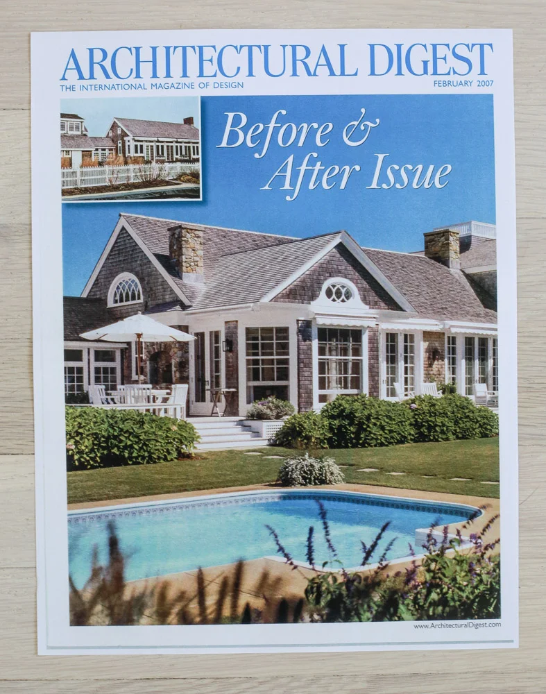 A rchitectural Digest , February 2007, "Before & After Issue." Editor-in-Chief, Paige Rense-Noland. Art Director, Jeffrey Nemeroff. Senior Editor (Architecture) and Book-Reviews Editor, Richard Olsen. Conde Nast Publications, Inc.