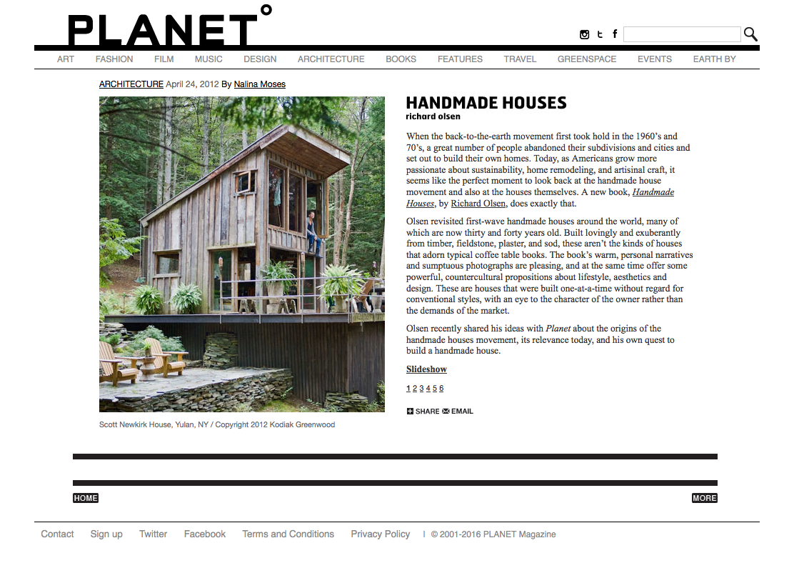 Handmade Houses reviewed by Nalina Moses in Planet magazine, April 24, 2012.