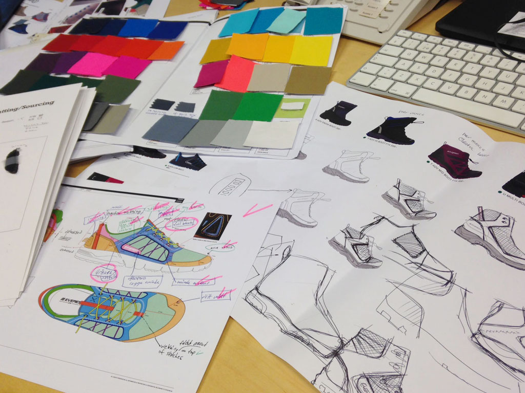 Photo showing early sketches, which were taken further into specification drawings with colour and material samples.