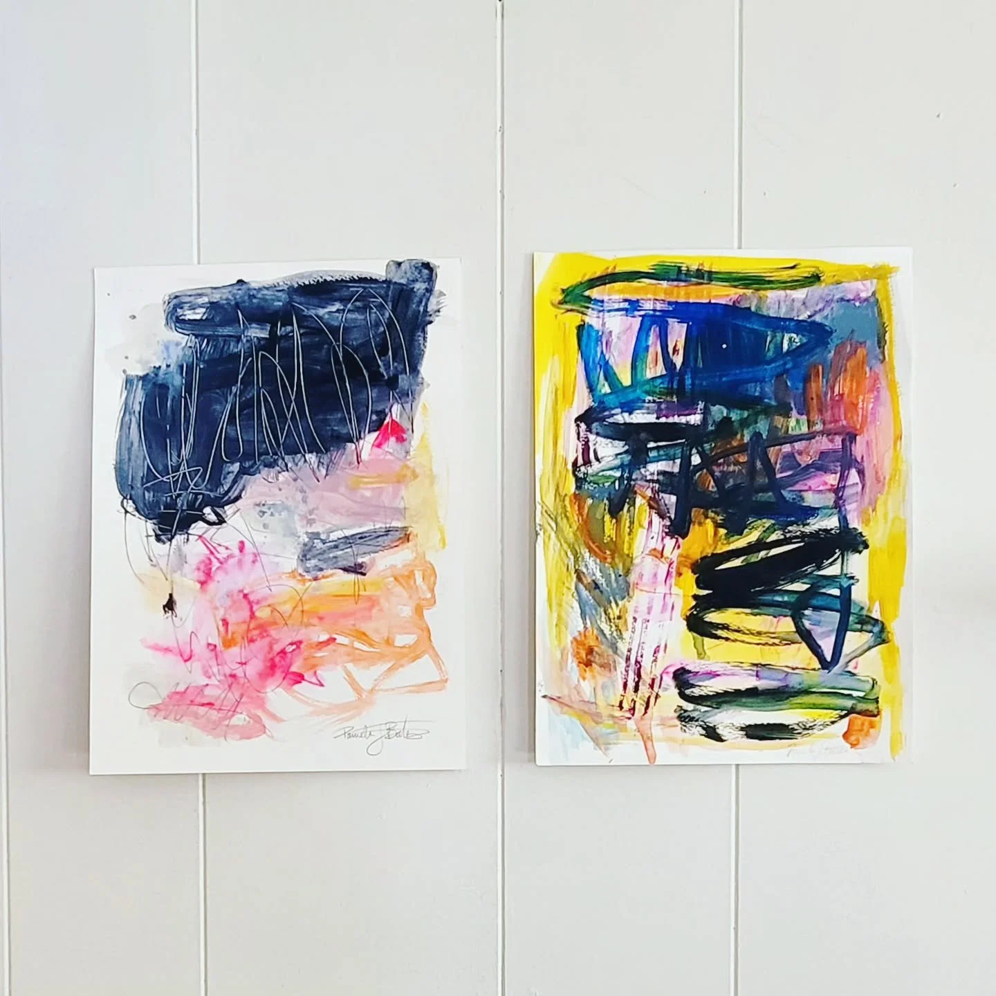 Game time! Olympic fever I guess. Are you in?

Which painting is from a few years ago, and which is recent? Without scrolling my feed (I mean, feel free to scroll my feed and go down the 🐇 🕳, but not until after you guess). 

"In an experience