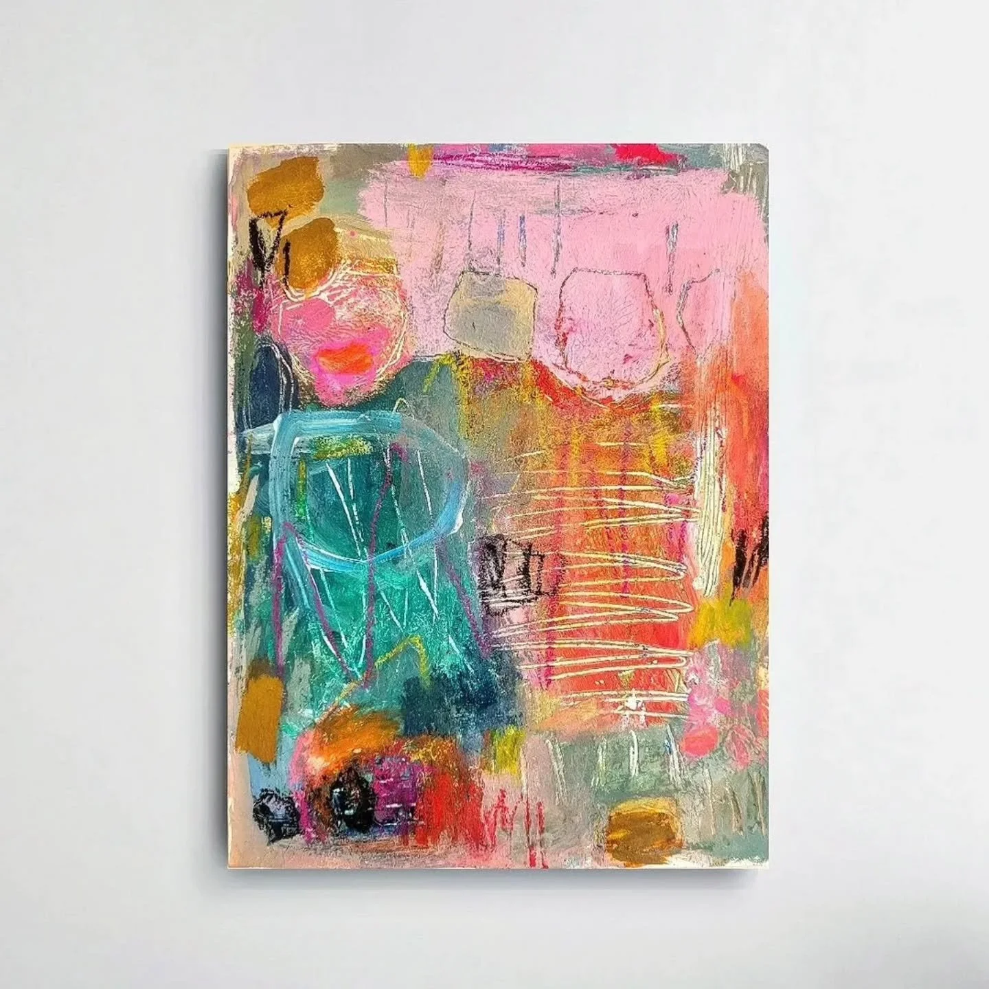 ,"1  of these things is not like the other". 

Snuck a soft one in there. 

You should DEFINITELY zoom to check out all the details and marks in these paintings. 

Acrylic Mixed Media in paper 
9 x 12in (Slide 1), all others 11 x 14in
All u