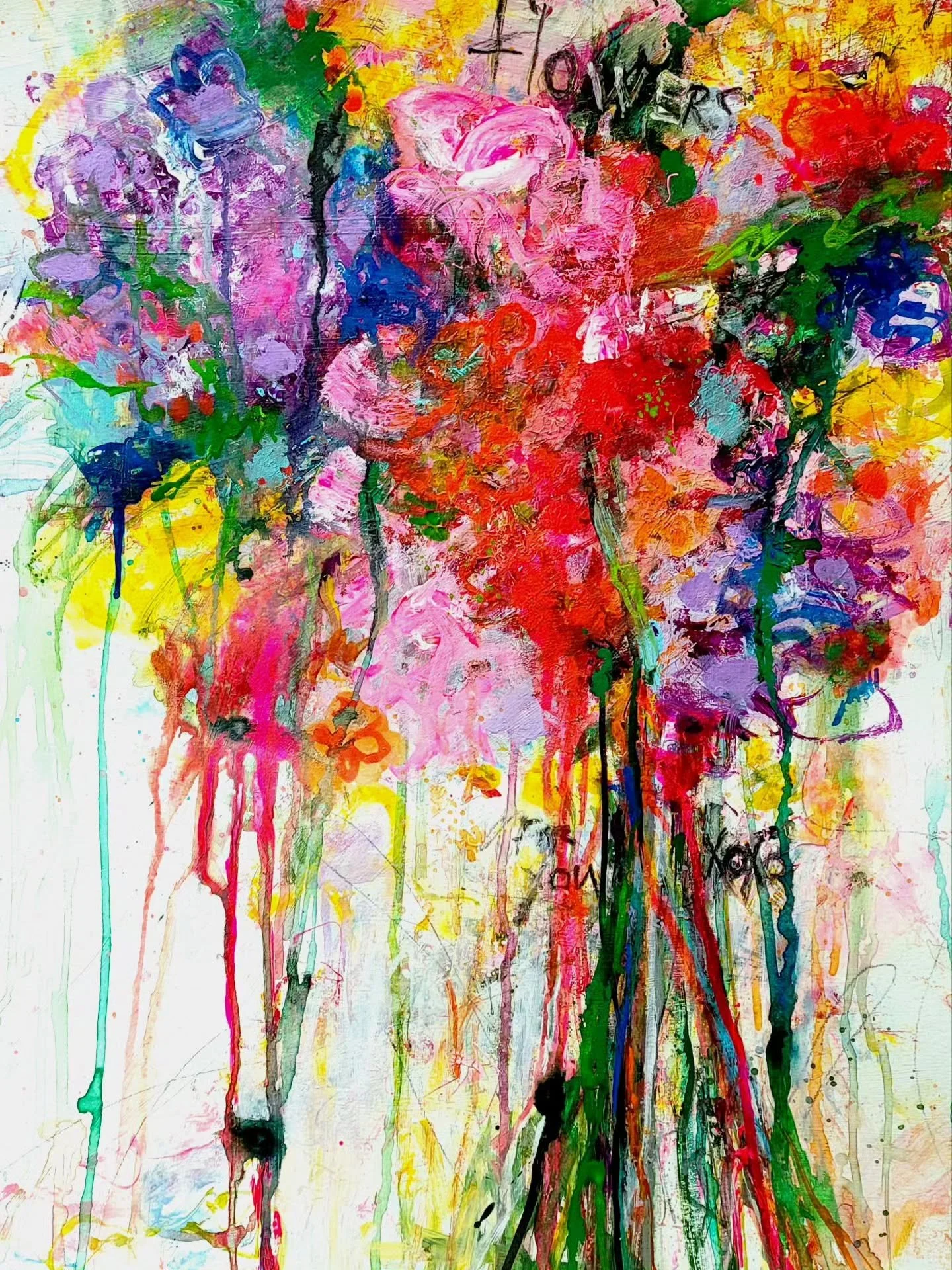 Calling all FLOWER + COLOR lovers.

I got you. 
I AM you. 
We are a force for beauty and good things that make the world a beautiful place. 

Bold colors of the rainbow, drips, mark making. The list goes on.  An joyous, expressive exploration of flow