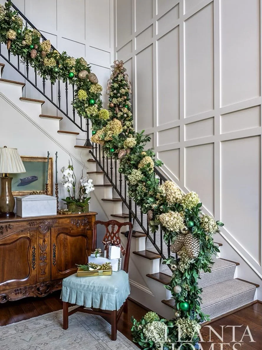 Stepping into the season in style 🎄✨
This grand foyer is dressed in layers of fresh greens, wintry blooms, and festive shine &mdash; proudly featured in the December issue of Atlanta Homes &amp; Lifestyles.
Holiday magic starts right when you walk t