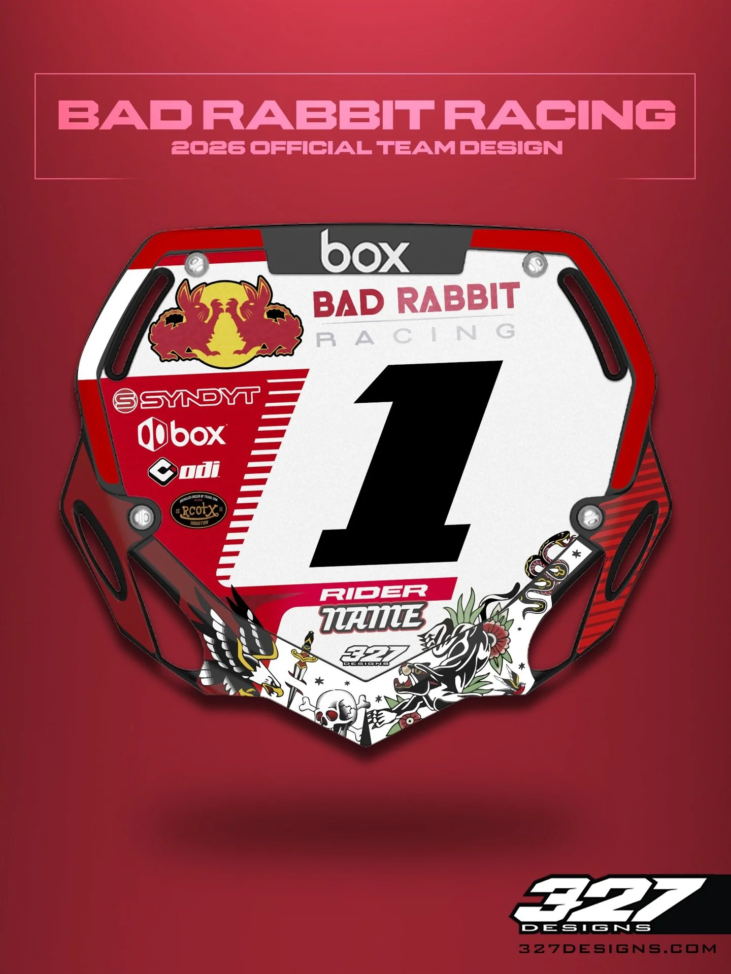 Official Team Plate Design for @bad.rabbit.bmx 
Shoutout to @nightfoxdesigns for making a sick jersey design to base the number plate off! 🔥🏁

 🖥️ www.327designs.com

#vinyl #usabmx #designs #racing #bikes #illustrator #graphicdesign #custom #bmx 