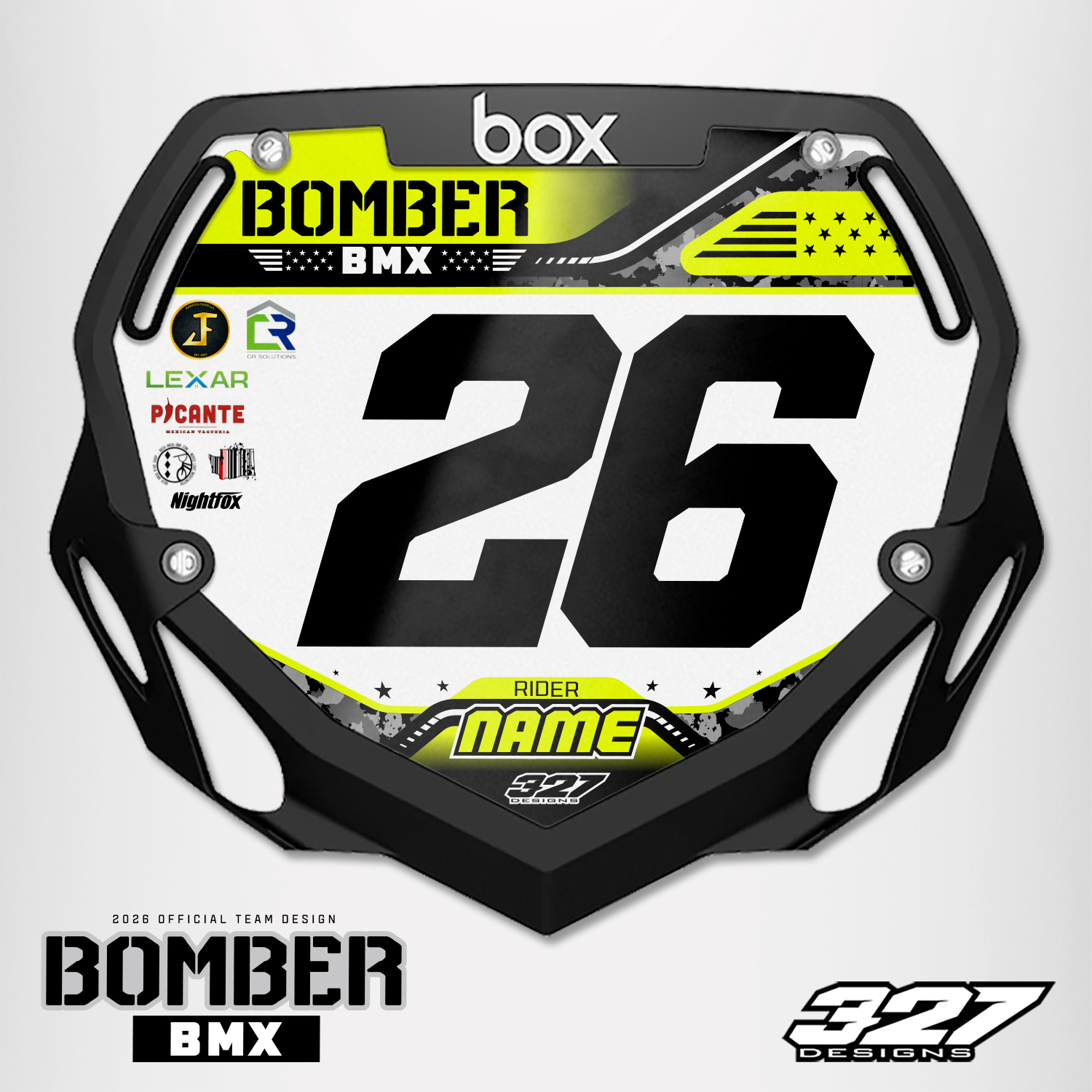 2026 - Bomber BMX National Team Plate Insert - Neon Yellow