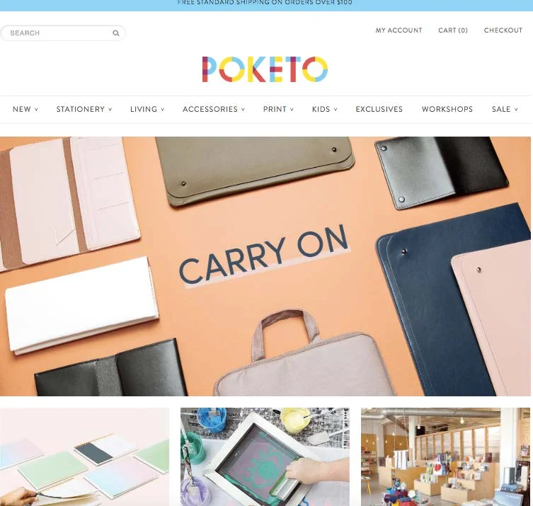 Poketo home page.