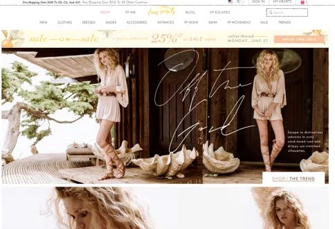 Free People home page.