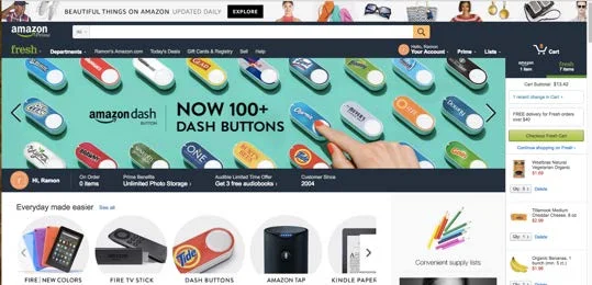 Amazon home page.