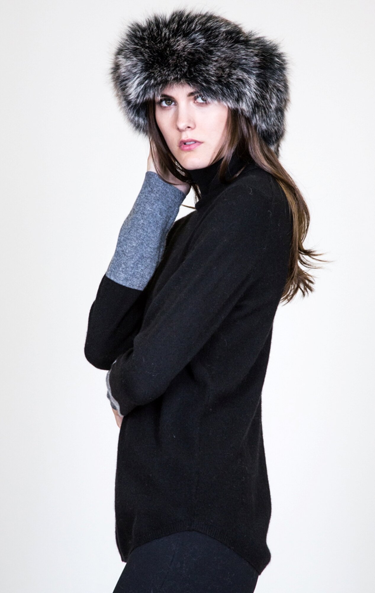 fur scarf,fur collar Fur headband,real black fox fur,ear warmer 