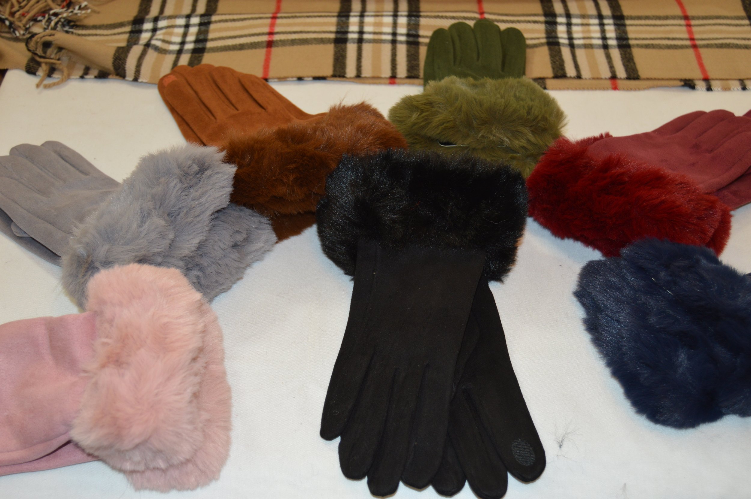 Fashion Bundle Box Set- Faux Fur Touch Screen Gloves- Faux Fur