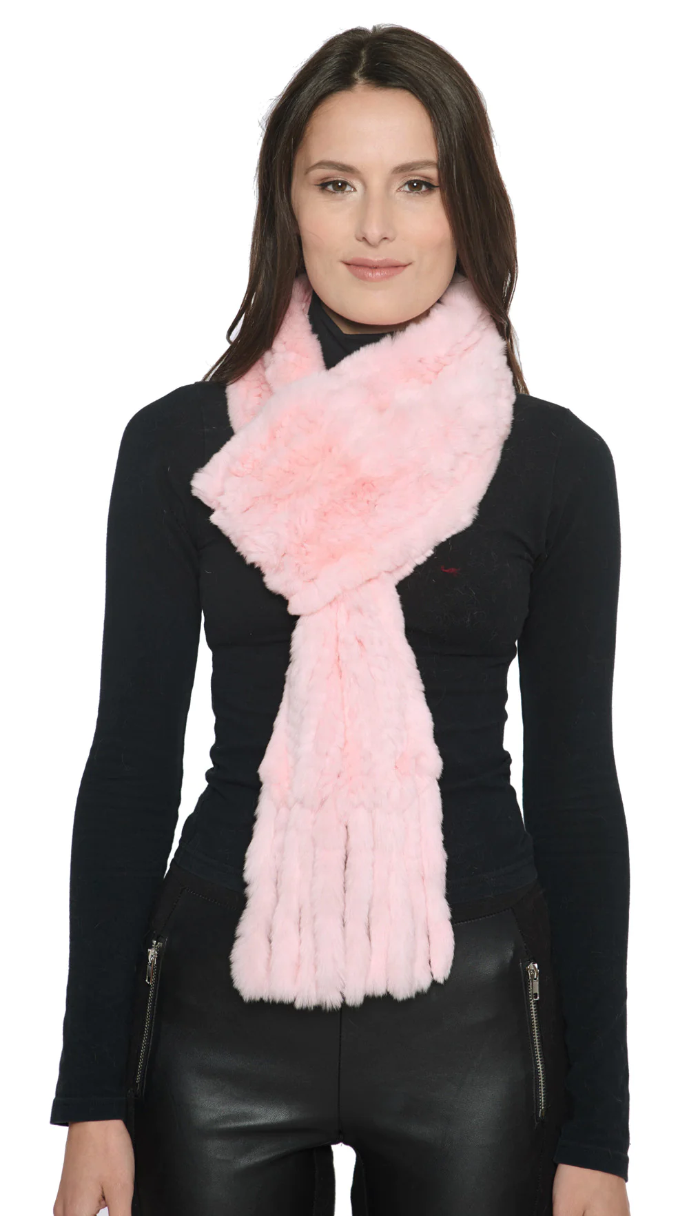 Pink Rex Rabbit Fur Scarf  Fashionable Real Fur Scarves