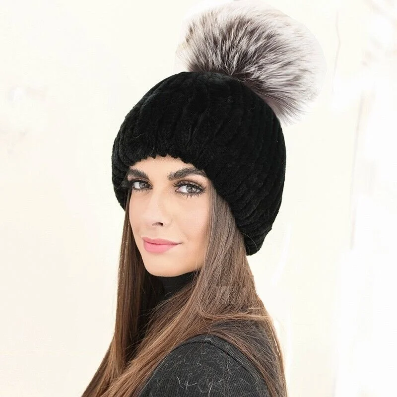 Knit Pom Women's Carhartt Hat With Pom Pom Cuffed Beanie