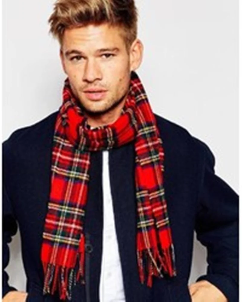 Flannel Scarf Red And Black Blanket Scarf Plaid-Check-Cashmere - Main Image