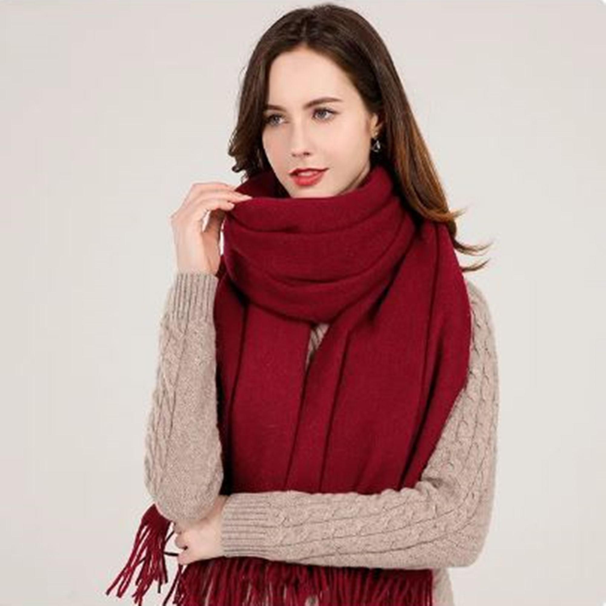 Luxuriously Soft solid Faux Cashmere Feel Shawl (Wine)